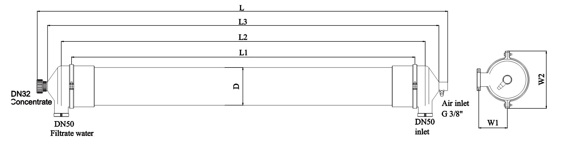 DuPont IntegraTec SFD-2660 Ultrafiltration Membrane Module Equivalent Module Dimensions DuPont IntegraTec SFD-2660 Ultrafiltration Membrane Module Equivalent Module Dimensions